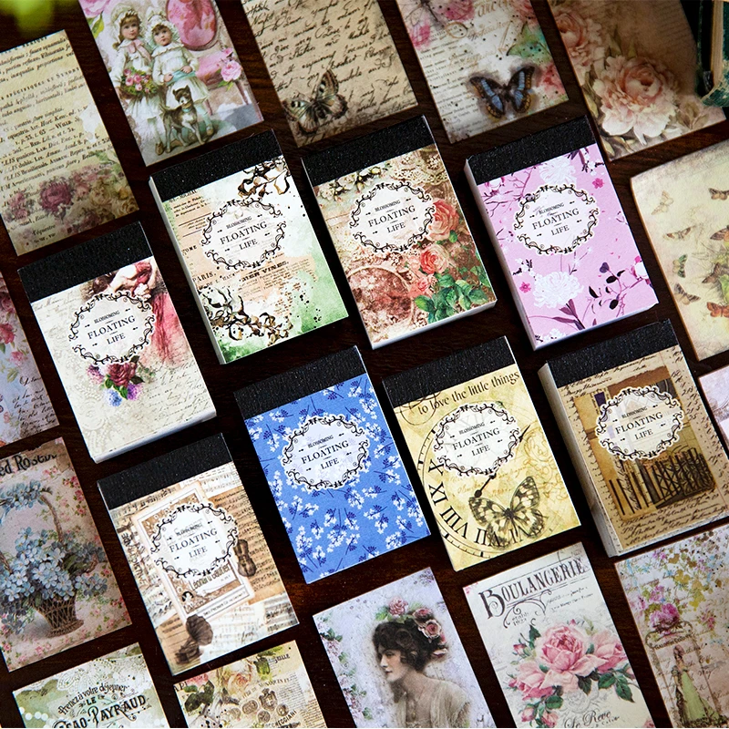 100pcs/pack Floral Materials Paper Mini Book DIY Scrapbooking Art Collage Photo Album Decor Junk Journal Craft Paper 2