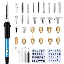 

220V 60W Adjustable Soldering Iron Wood Burning Pen Set WoodBurning Chiseled Tips Blade Pyrography Tool Soldering Pen Kit