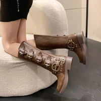 Woman Boots Knee High Platform Elegant Low Heel Trend Punk Gothic New Rock Leather Fashion Women's Shoes Motorcycle Footwear - Image 6