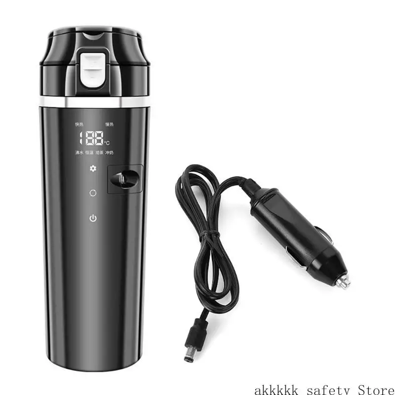 XXFF 500ml 자동차 난방 컵 스테인레스 스틸 전기 자동차 여행 난방 컵 12V 24V