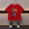 Boys Cotton T-shirt Cartoon Graffiti Bear Printed Girls Tees Summer Short Sleeve Children Tops High Quality Casual Kids Clothes 3