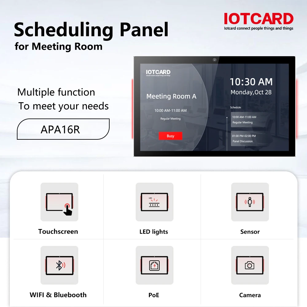 15.6 inch Scheduling Panel Meeting Room Tablet Conference Touch Display Offie schedular with LED Light Camera for Meeting Room