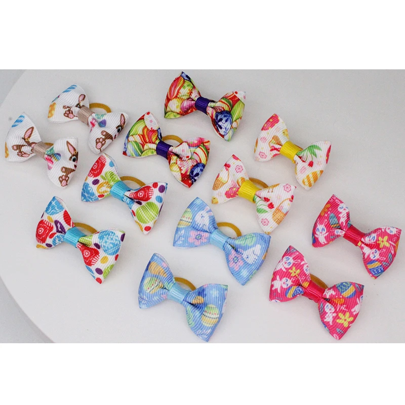 12/24/36pcs Dog Grooming Bows Rubber Bands Easter Day Cat Puppy Hair Bows Small Dog Accessories Pet Supplier images - 6