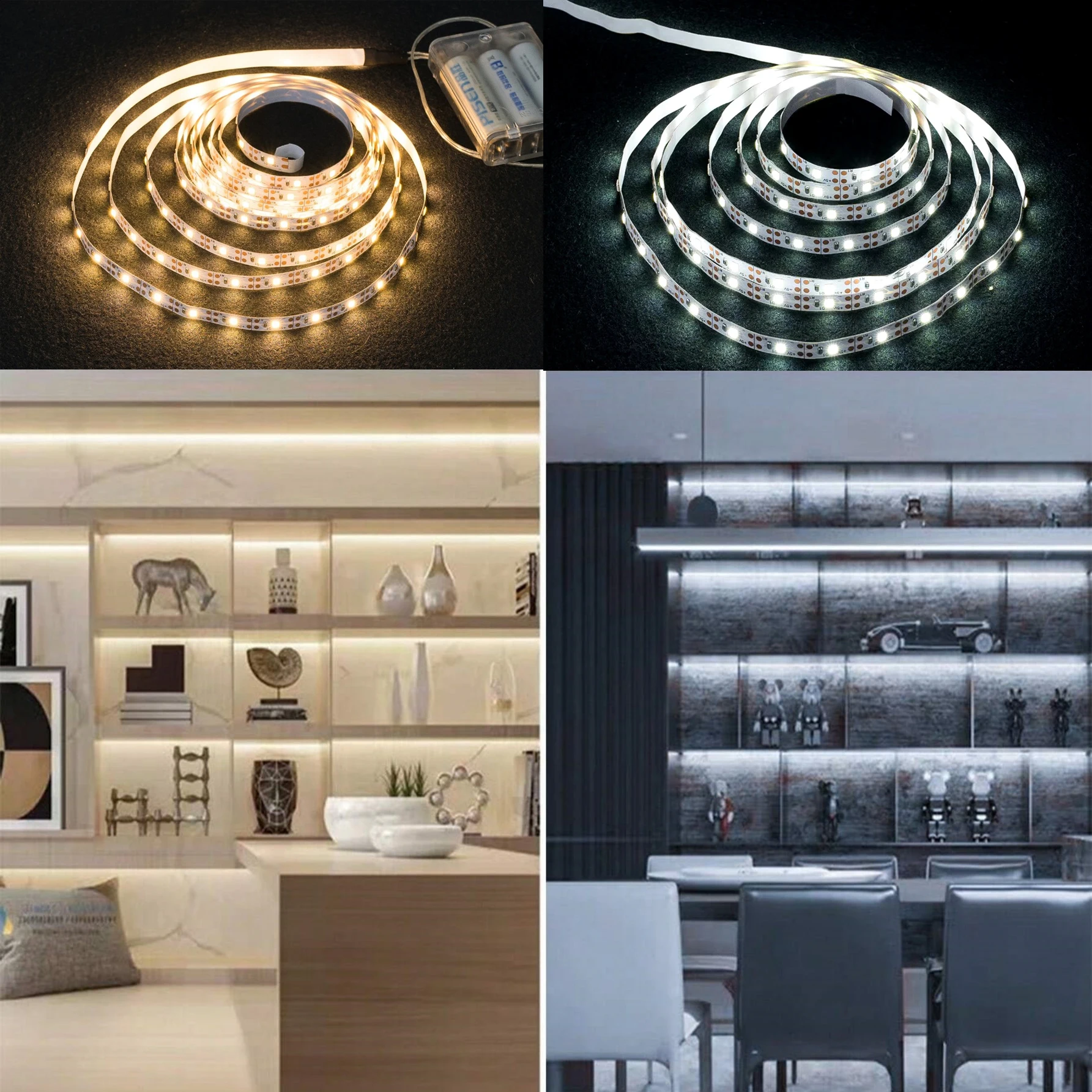 รูปสินค้า LED Strip Light ยืดหยุ่น WARM White พร้อมแบตเตอรี่ 3AA