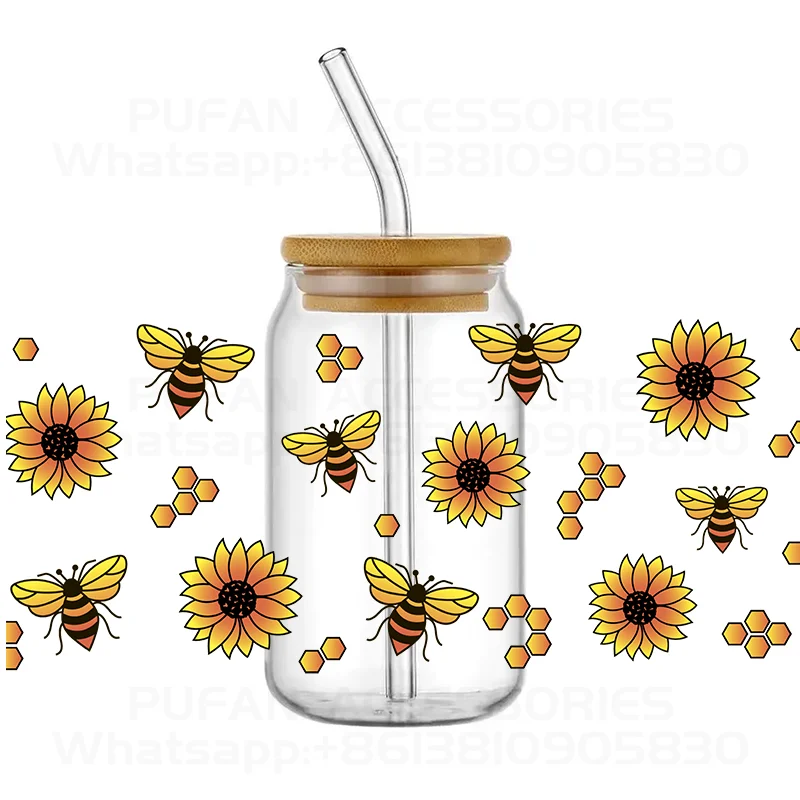 Custom Designs Printed 3D UV DTF Transfers Stickers 16oz Cup Wrap For DIY Glass