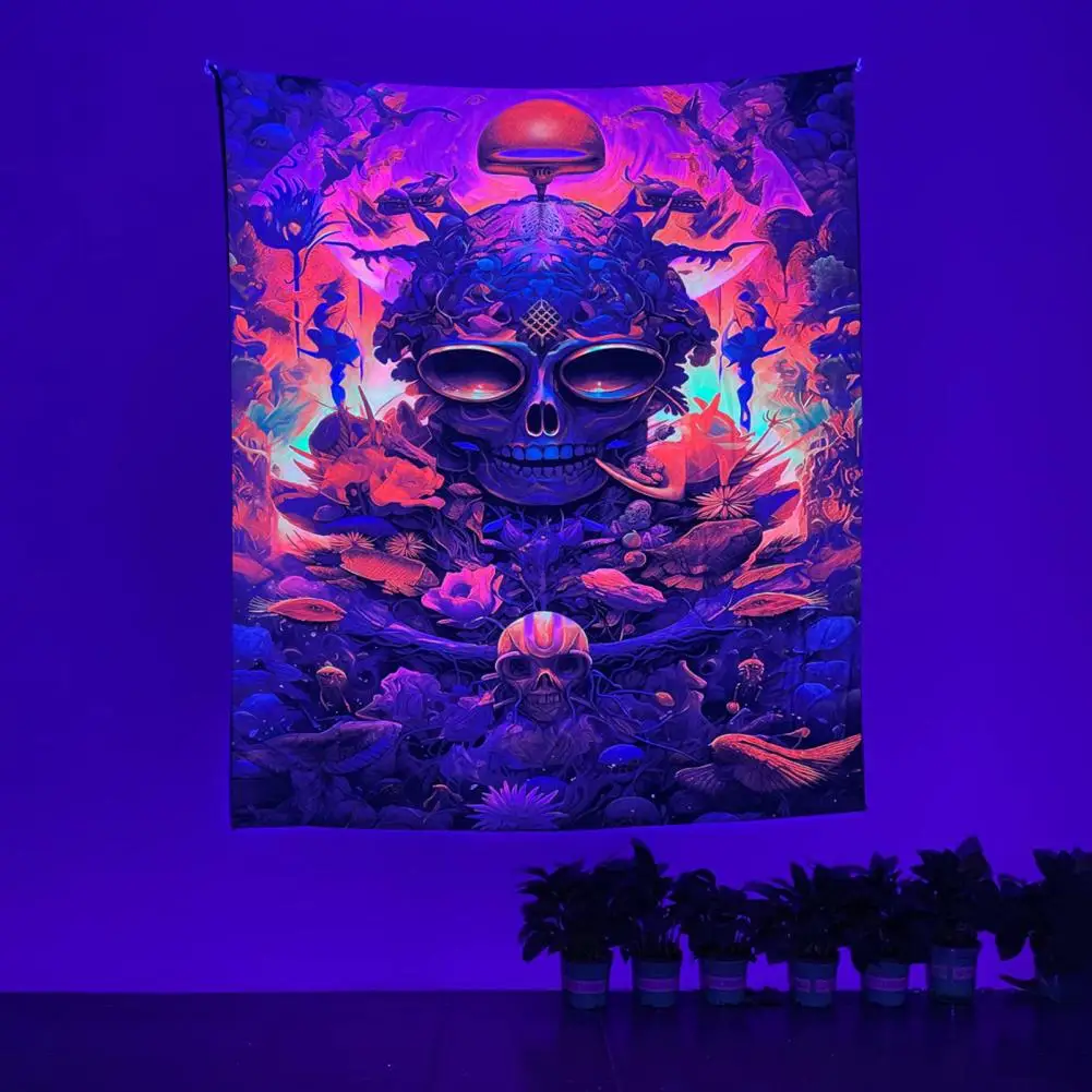 

Черный флуоресцентный гобелен для Хэллоуина, создает жуткость с устойчивой к выцветанию прикроватной тканью, живой фон