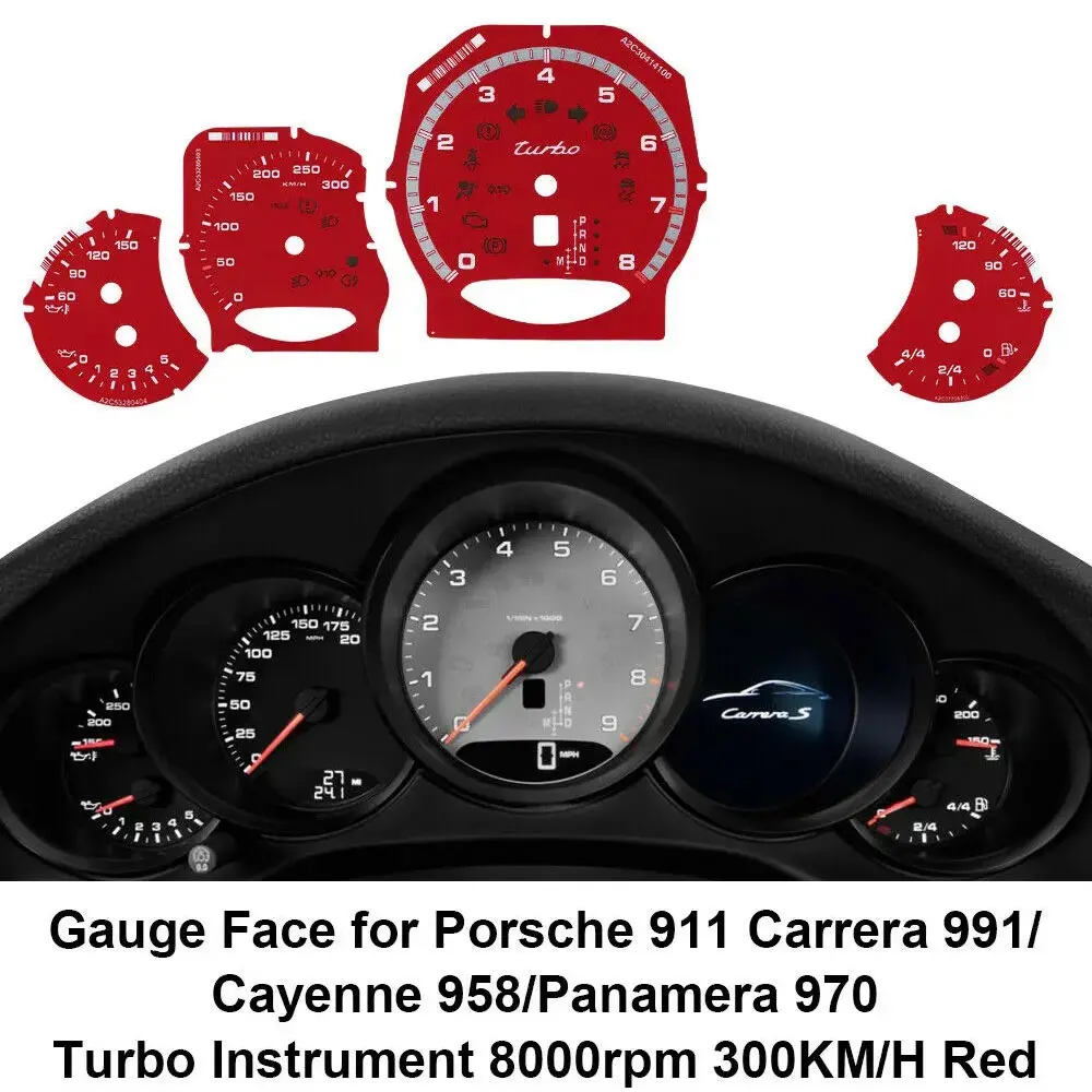 

Gauge Face for Porsche 911 Carrera 991 Cayenne 958 Panamera 970 Turbo 250KM/H 300KM/H