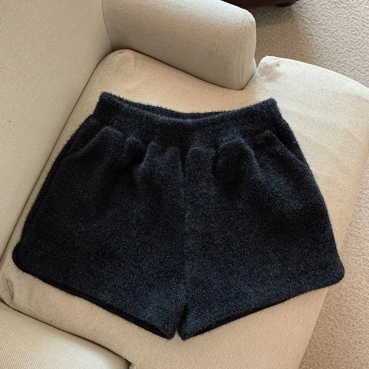 High Waist Wide Leg ort Pants Women's Autumn Winter Korean Sle Faux Mink Velvet Bootcut Casual Pants Slimming Effect