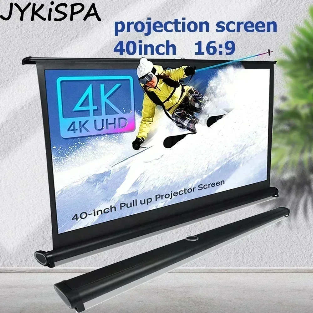 Tela de projetor de vídeo de 40 polegadas 16:9 Pull Up Foldable Stand Tela de projeção portátil para reuniões de negócios com projetor de home theater