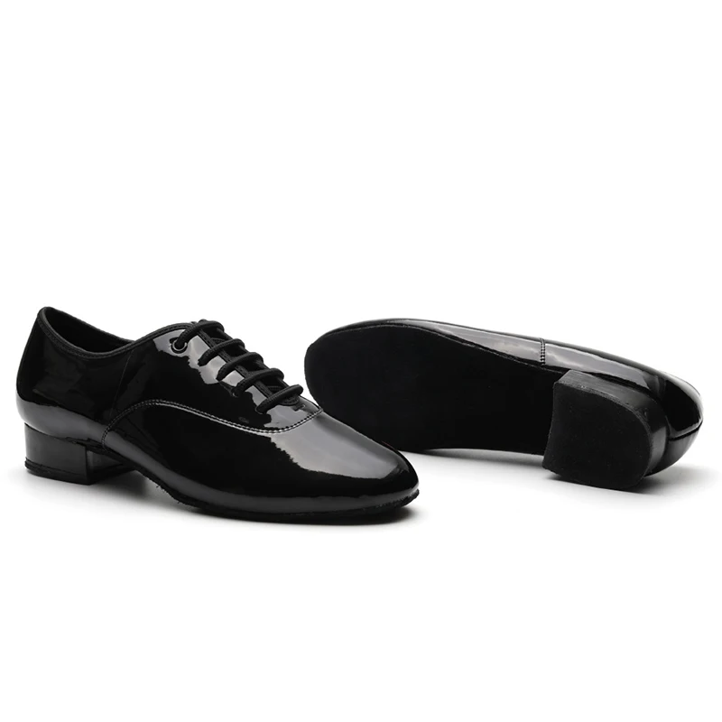 DKZSYIM Men's Latin Dance Shoes Leather Ballroom Modern Tango Dance Shoes For Boys Lace-Up Teachers Dance Sneaker Heels 2CM 5