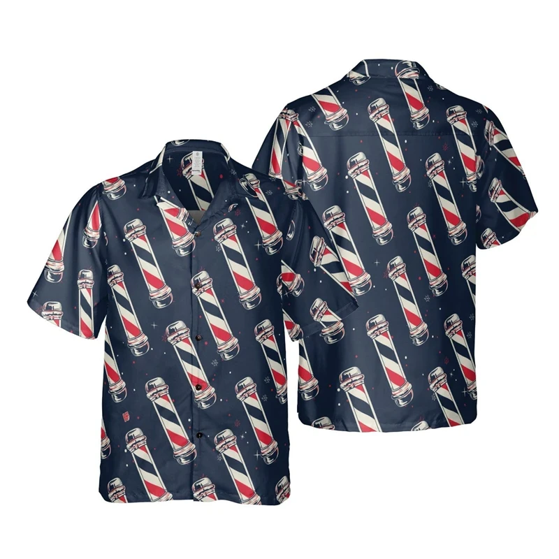 thumbnail image 1 of Herramienta de corte de cabello con múltiples elementos, impresión 3D para camisas de hombre, camisa de uniforme de manga corta de trabajo profesional de moda con botones para niño, 1 of 5