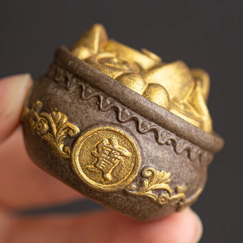 Creative Treasure Bowl Fragrance Insertion Holder Gold Toad Plate Incense Burner Eight Trigrams Aroma Stand Table Decoration