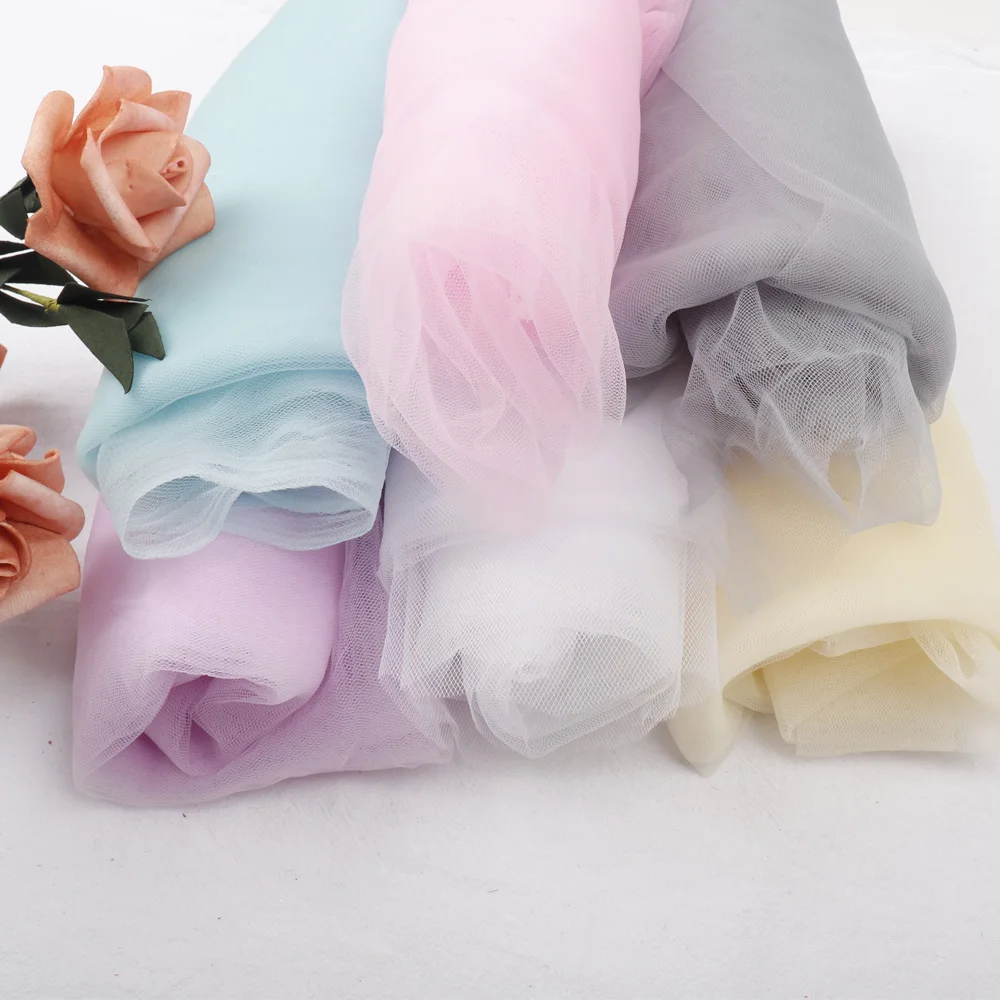 90*150cm AHB Organza Fabric Solid Color Yarn Muslin Fabric Tulle Mesh DIY Clothes TuTu Dress Wedding Decor Crafts Sewing Fabric