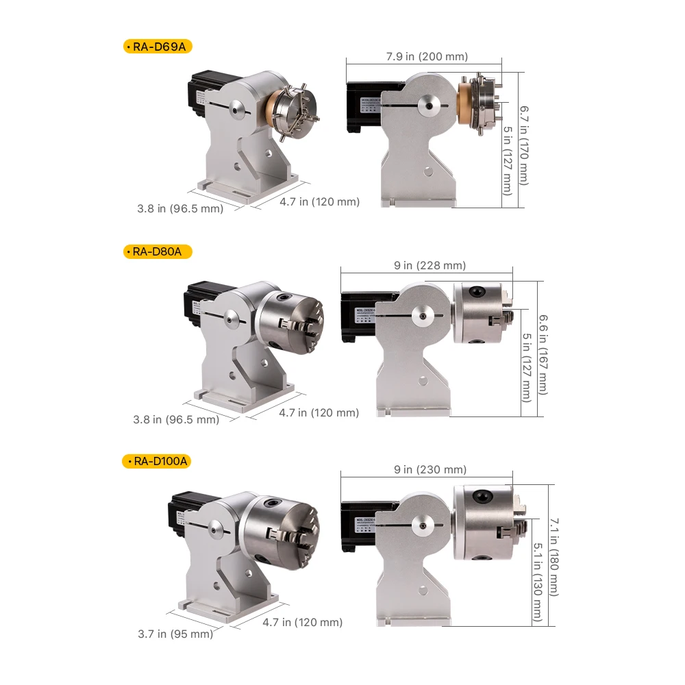 Rotary worktable Ultrarayc Rotary Attachment Dia.69/80/100mm Device Fixture Gripper Three Chuck Rotary Worktable for Laser Marking Parts Machine