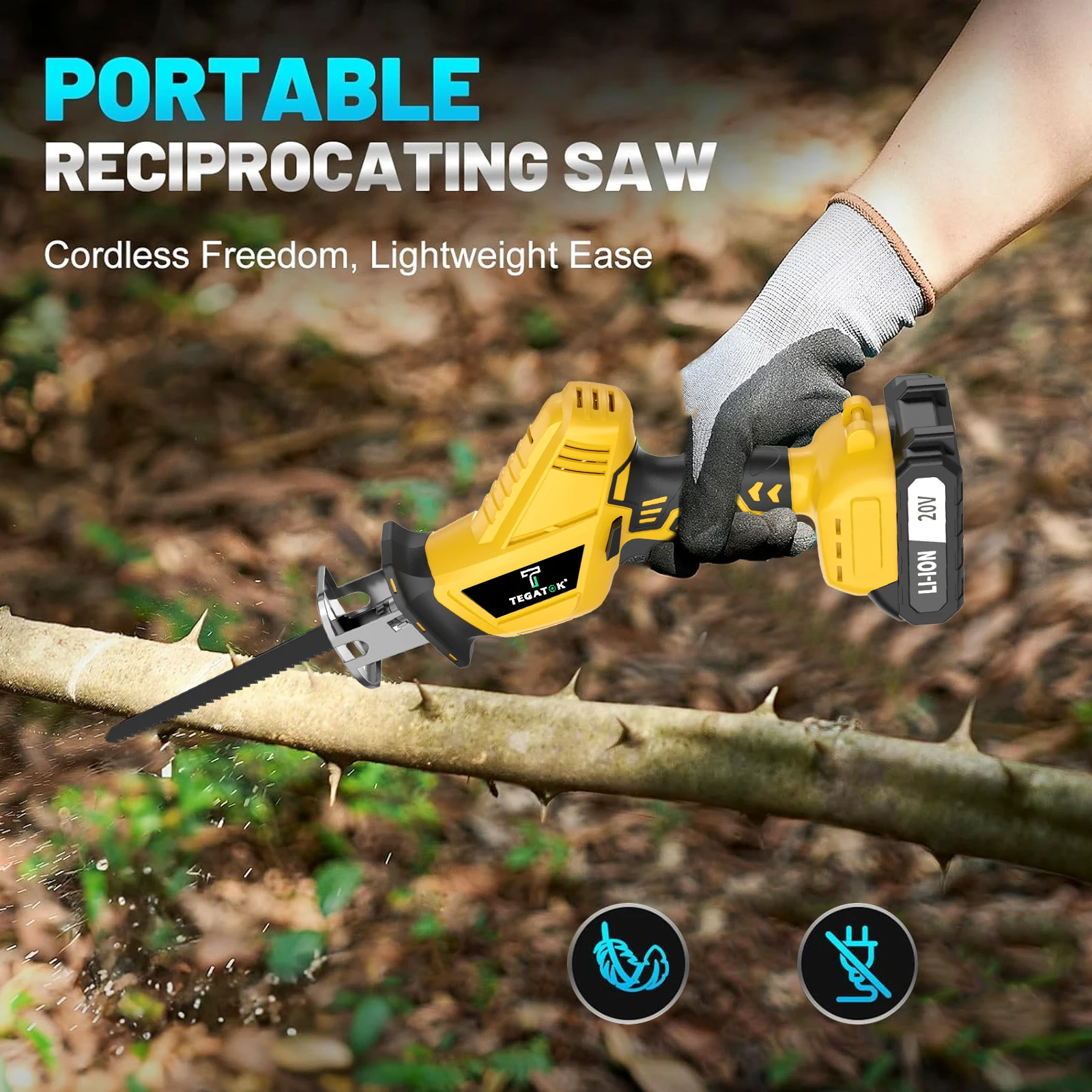 Cordless Reciprocating Saw Horse Knife Saw Cutting Tool Home DIY Wooden Metal PVC Pipe Cutting Tool 20V Battery