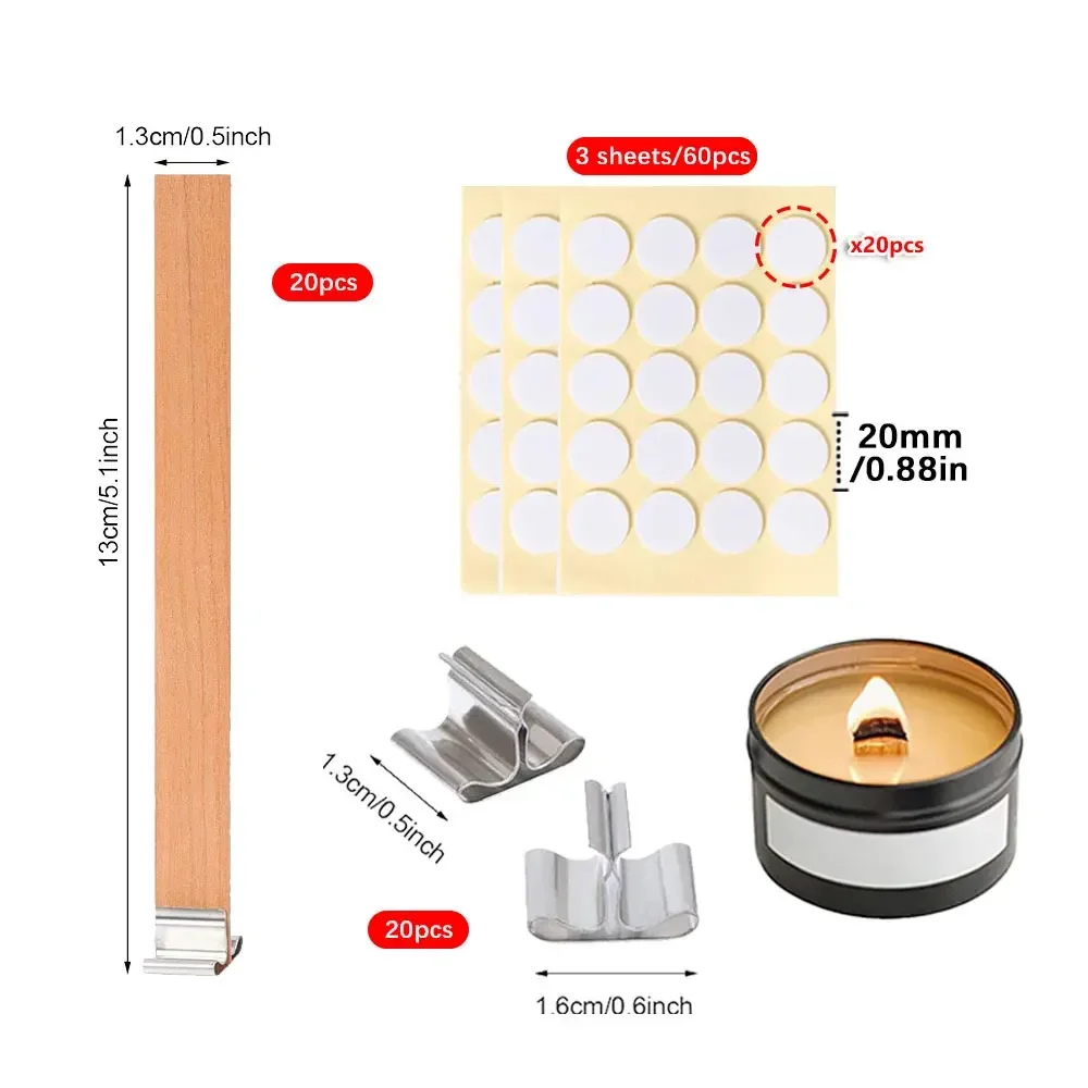100-Piece Wooden Candle Wick Set with Holders for DIY Scented Candles and Decor