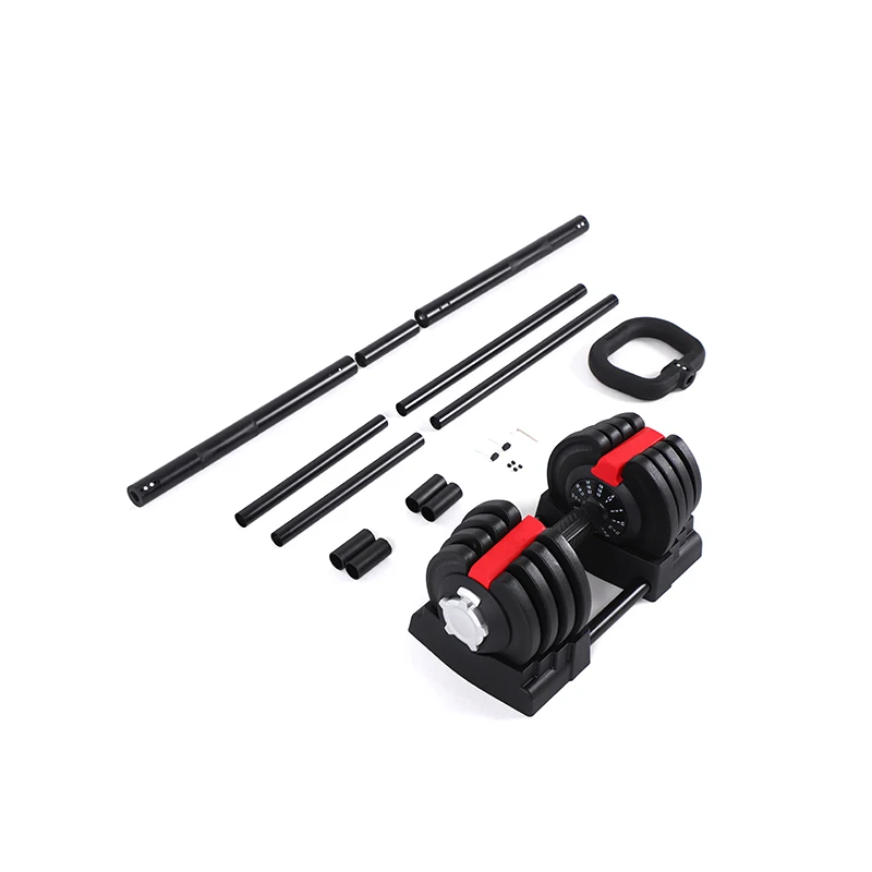 Gym Equipment Fitness Dumbells 18kg 40lb 3 In 1 Quickly Adjustable Weight Dumbbell And Barbell Sets