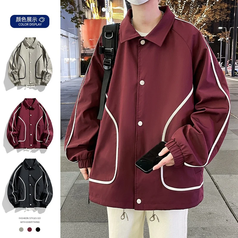 Men's Casual Jacket, Ideal for Spring and Autumn, Single Button Closure