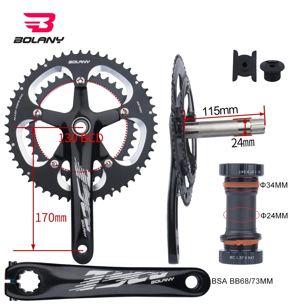 Guarnitura Bici Da Strada Doppia Corona 39-53T O 34-50T - 130BCD - Bracci 170mm - Alluminio