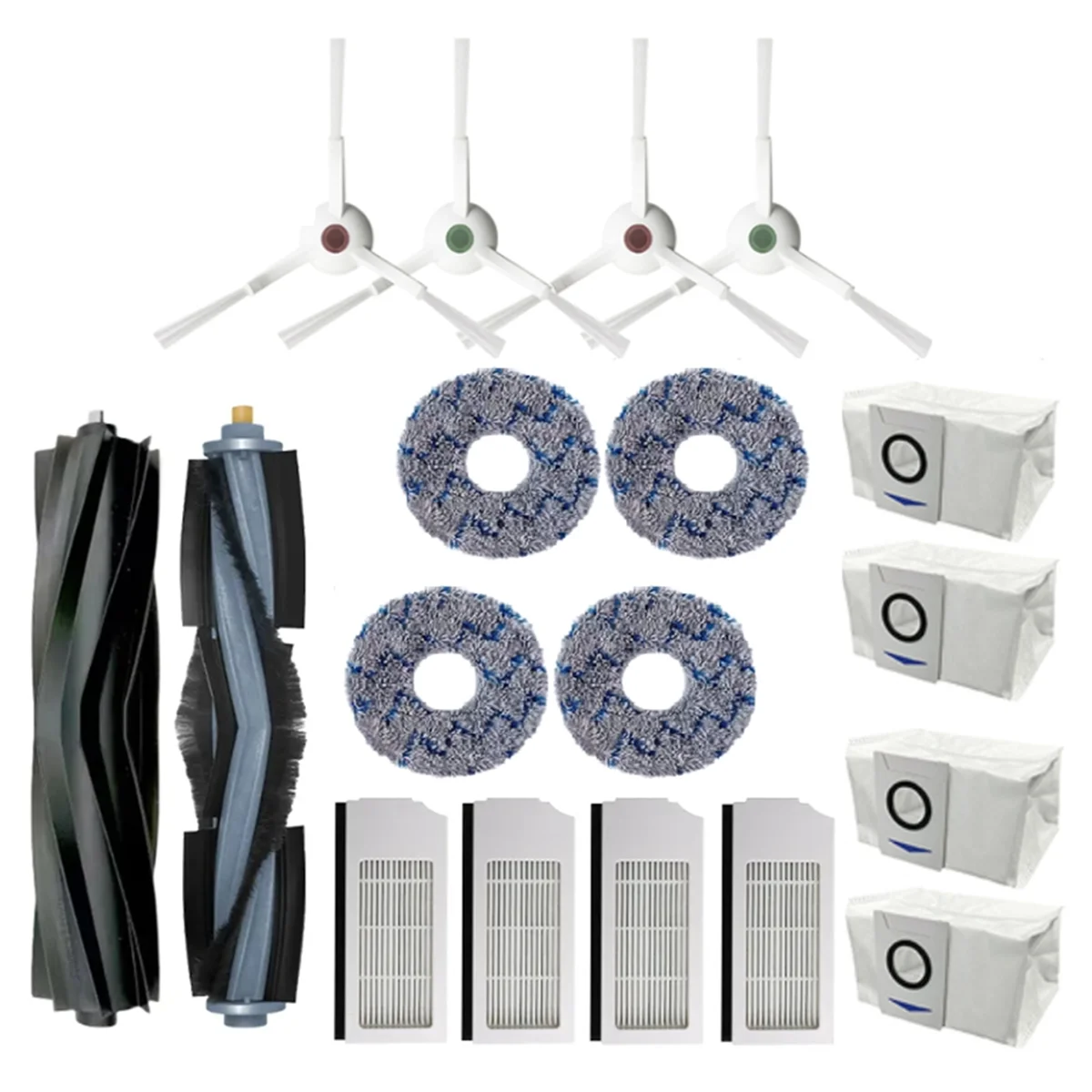 

Комплект аксессуаров для робота-пылесоса Ecovacs Deebot X1 OMNI /T10, комплект из 18 предметов, фильтры для робота-пылесоса, основная боковая щетка, мешок для пыли и швабры