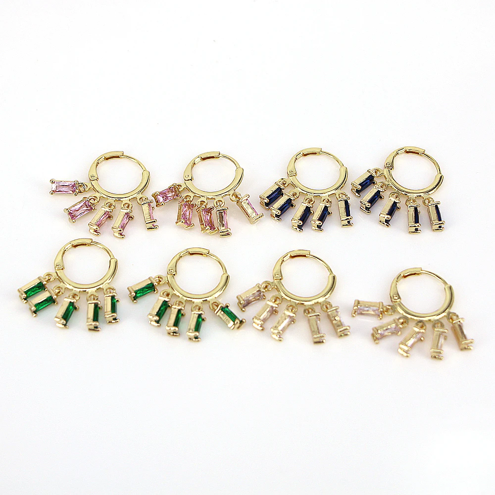 

5 пар, циркониевые геометрические серьги-кольца для женщин, милые прямоугольные Подвесные серьги золотого цвета, CZ ПАВЕ, серьги для женщин 2022, ювелирные изделия