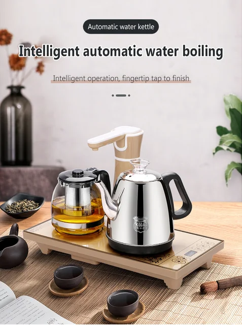 Cukyi Electric Kettles Household Tea Pot Set Automatic Pump Water 1.0l  Capacity Stainless Steel Kettle Safety Auto-off Function - Electric Kettles  - AliExpress