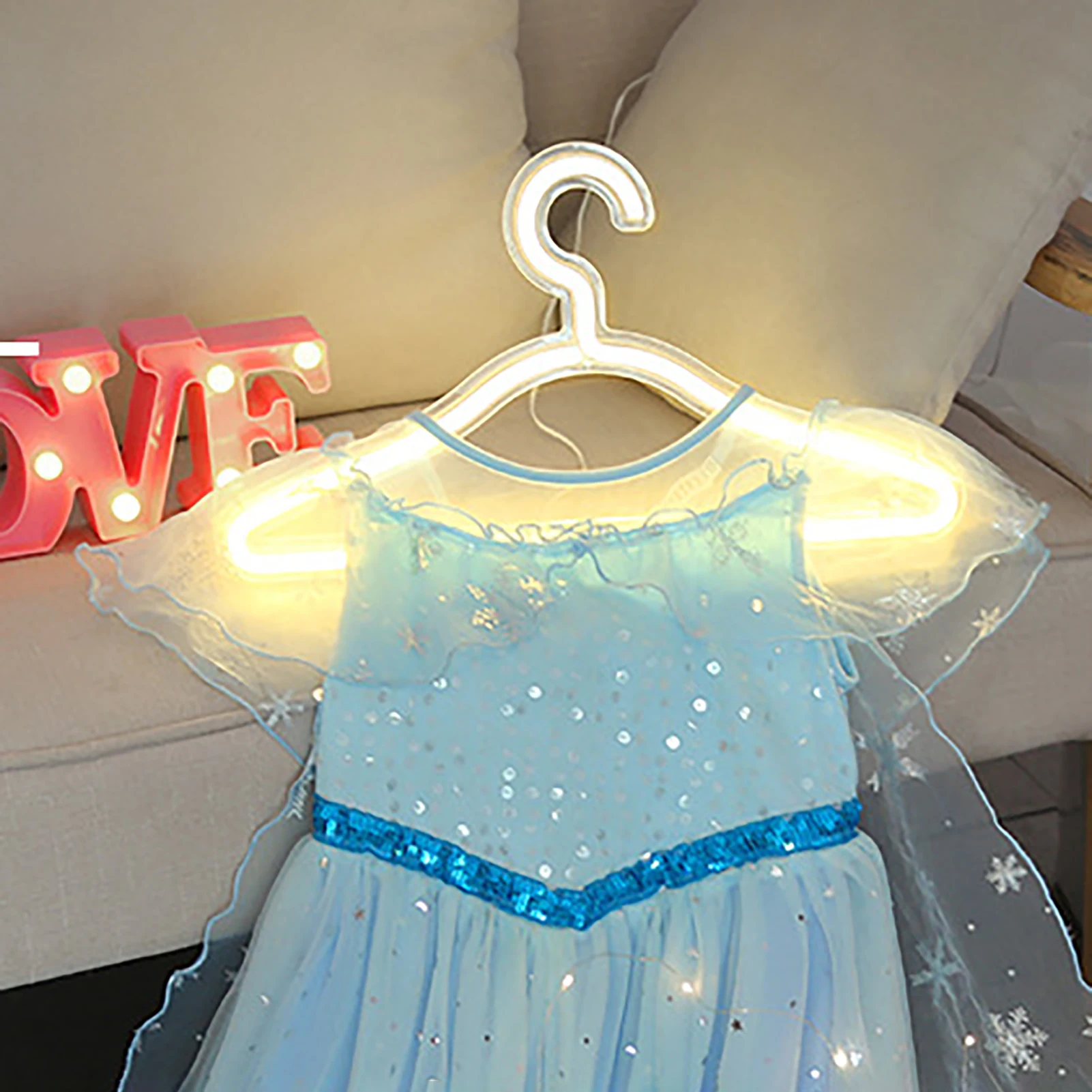 Neon Sign Clothes Hanger LED Light Clothing Hanger Convenient To Use With Switch Practical Clothes Organizer Hanger Romantic 2