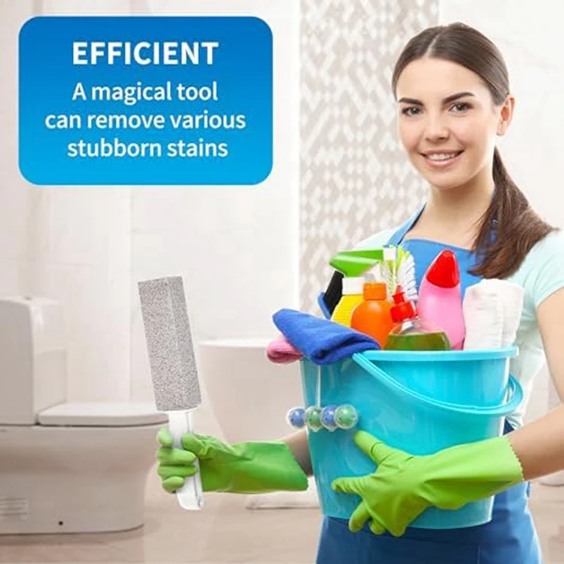 Pumice Stone For Toilet Bowl Cleaning, Scouring Stick With Handle, Rust.Remover For Tile Bath-Tub