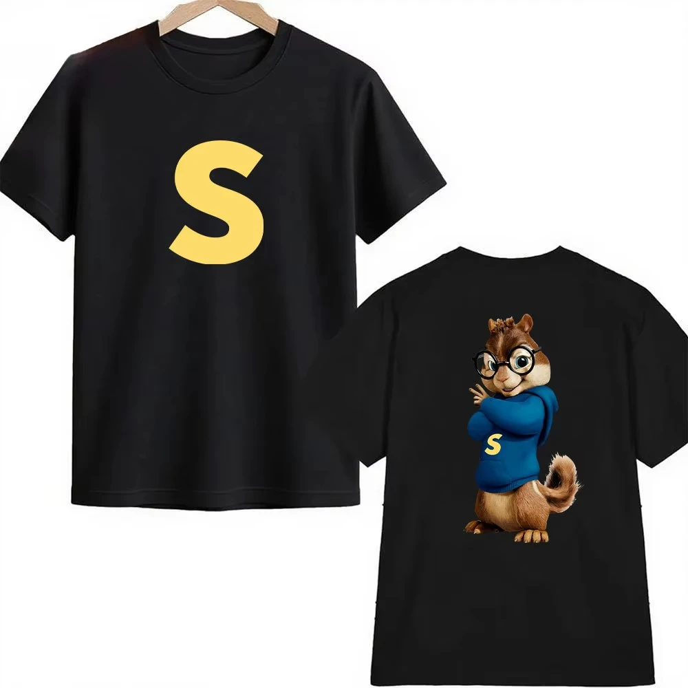 Bequemes Baumwoll-T-Shirt „Alvin And The Chipmunks The Squeakquel“, Unisex, 2-seitig bedrucktes Oberteil für Männer und Frauen, Freizeitkleidung – Detail 13