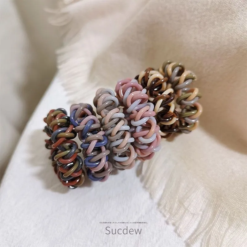 1PC Thick Telephone Women Wire Elastic Hair Band Colour Spiral Cord Stretch Rubber Band to Hold Heavy Girls Hair Accessories