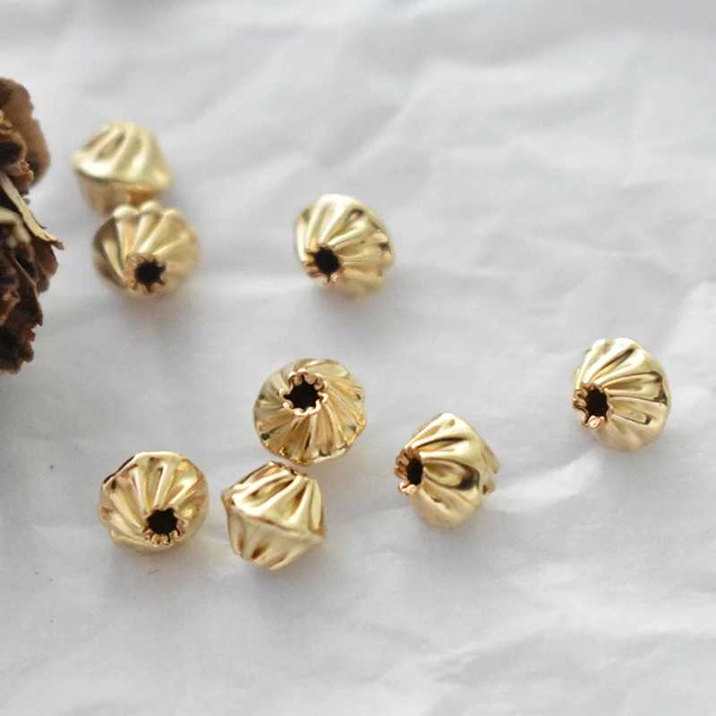 14 Karat Gold gefüllte Geometrie-Perlen, Abstandshalter, Kürbisperlen für Schmuckherstellung, DIY-Zubehör, hypoallergenes Schmuckzubehör – Detail 17