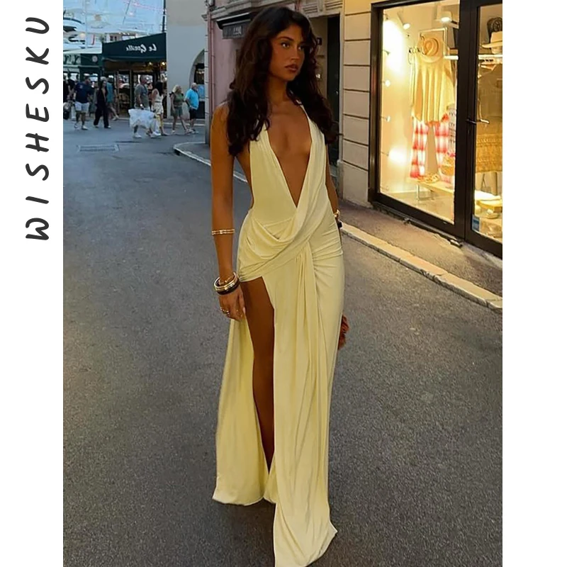 ASAYA3522 Vertical twisted V-neck summer high-end loose dress main image 0