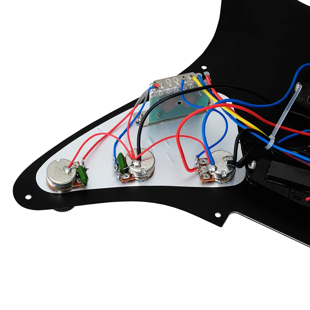 Irin E-Gitarre Pick guard Pickups geladen vor verdrahtet schwarz 11 Loch Single Coil Pick guard Pickups Teile für fd st Stil Gitarre – Detail 10