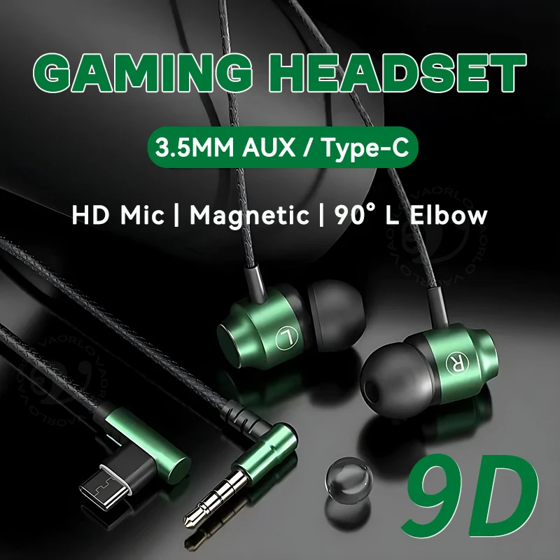 Enhanced Metal Magnetic Gaming Earbuds with 9D Surround Sound and HIFI Heavy Bass