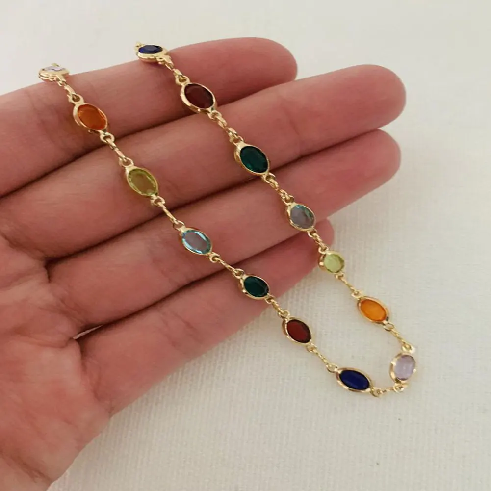 Fashion Colorful Crystal Beads Drop Anklets for Women Boho Gold Color Chain Ankle Bracelet Leg Bracelet Ocean Beach Foot Jewelry bead bracelet beads anklet fashion accessories