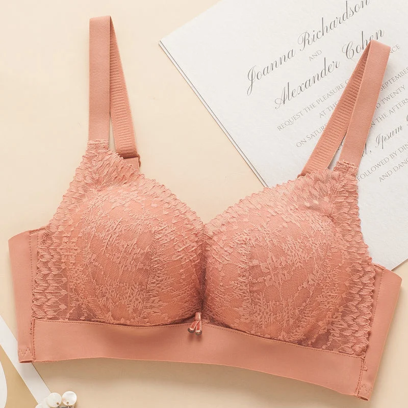 

Thick Bra Without Steel Ring, Small Bra Thickened by 5cm, Deep V, Gathered Up to Show the Chest, Adjustable Female Sexy Lace