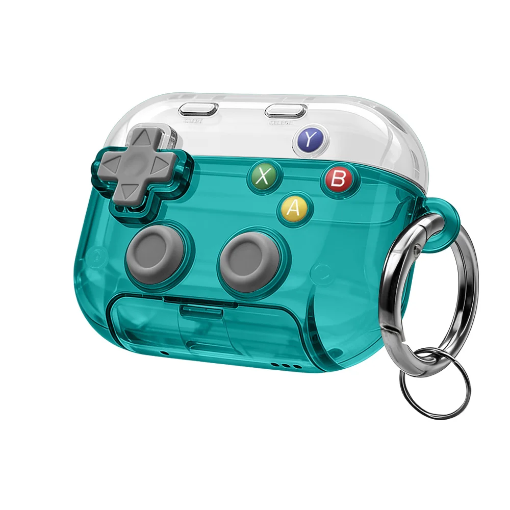 Transparent Gamepad Design Protective Headphones Case with Phone Holder Keychain