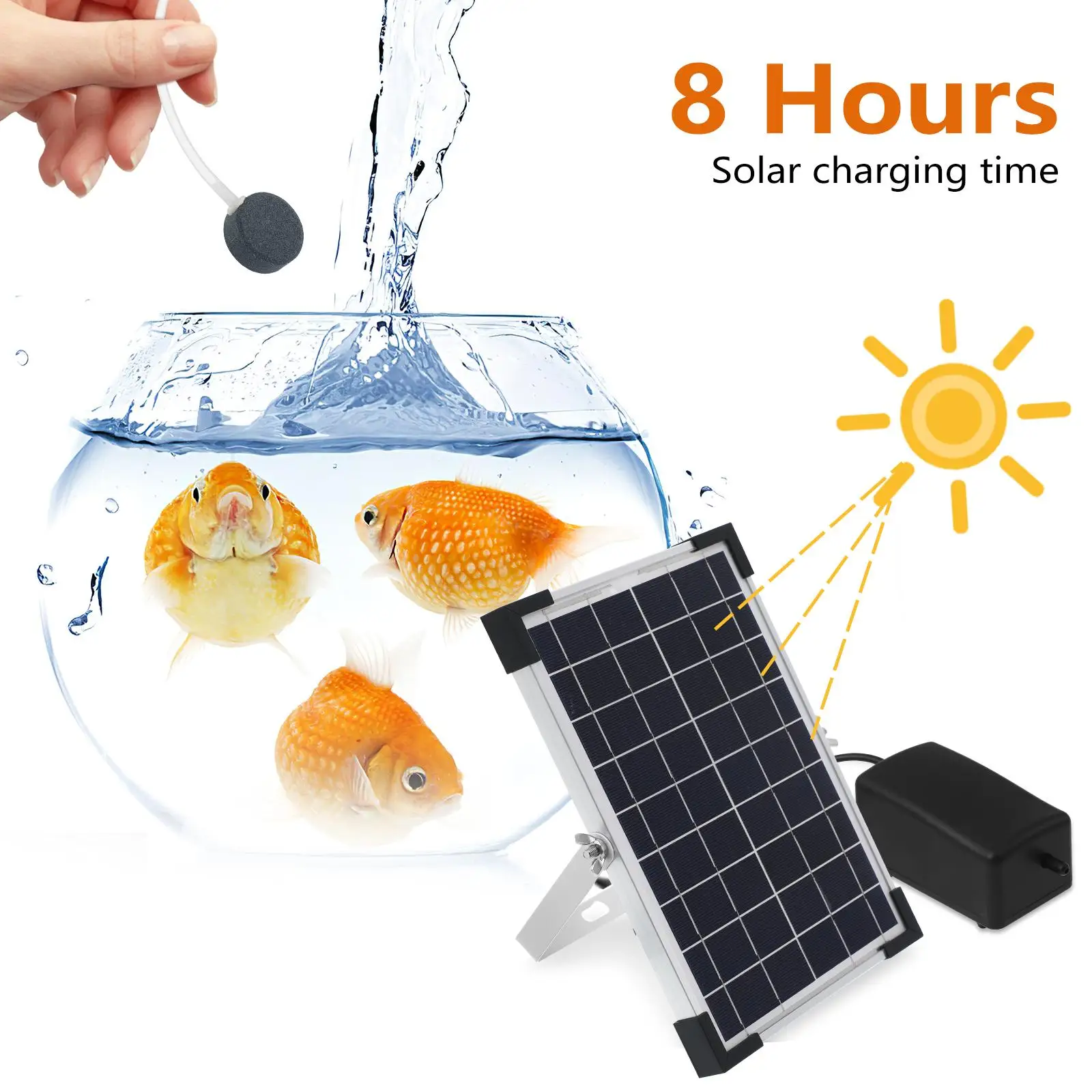 Solar Oxygen Pump Fish Tank Aerator Pond Water Pump Aquarium Air Pumps Accessories Pet Products Solar Panel Kit