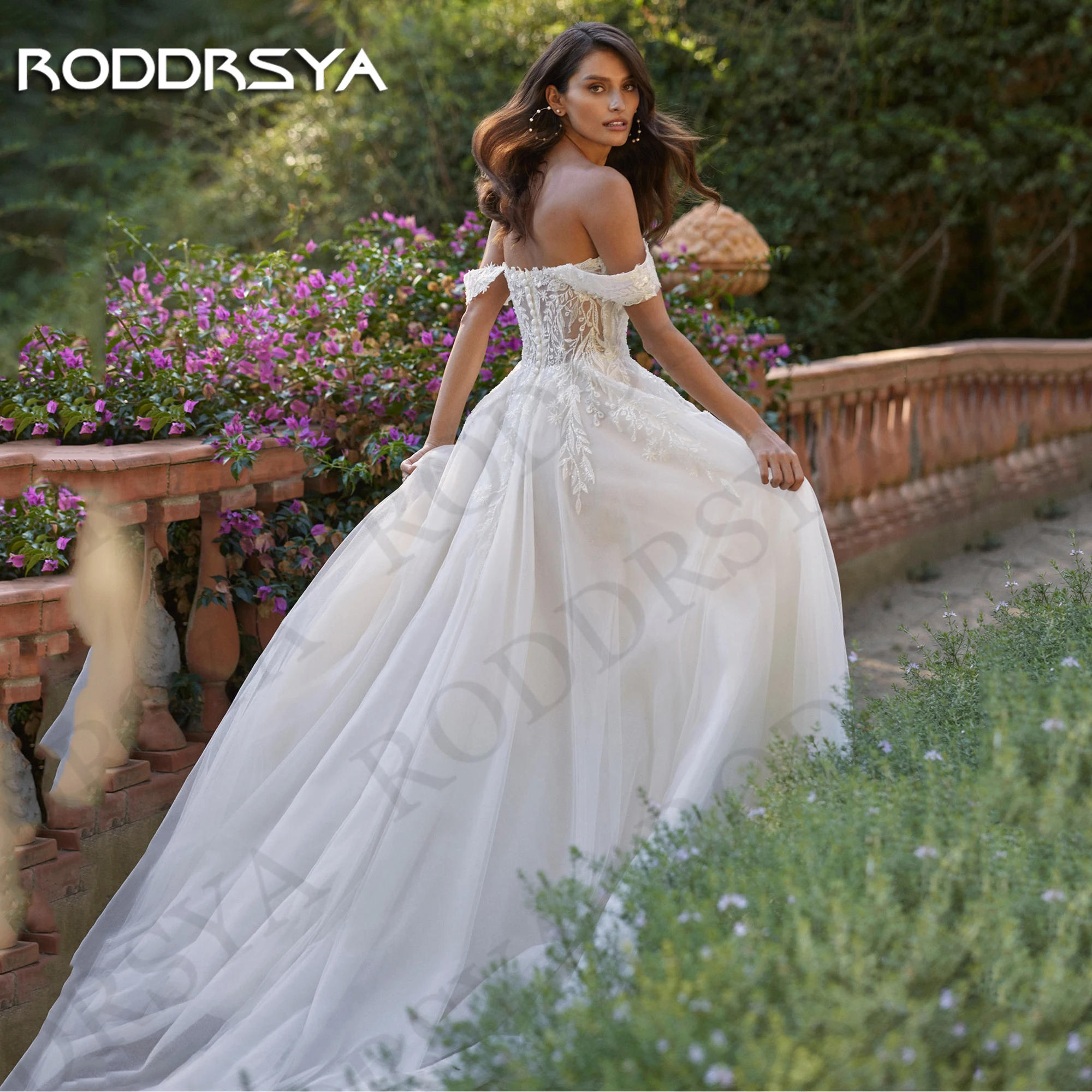 RODDRSYA Elegant Lace Off Shoulder Wedding Dress vestidos de novia Bohemian Sweetheart A Line Bridal Gown Woman Tulle Customized 2