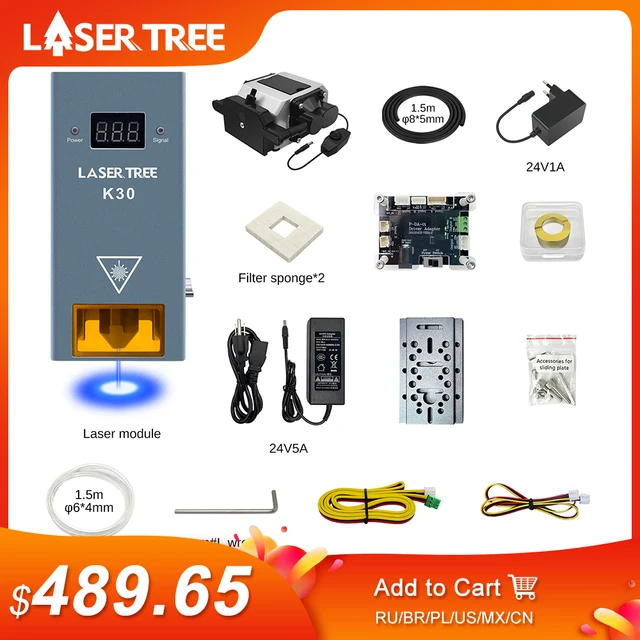 LASER TREE 20W 30W 40W 60W Optical Power Laser Head with Air Assist Pump Compressor for CNC Laser Cutting DIY Wood Engraver Tool 1