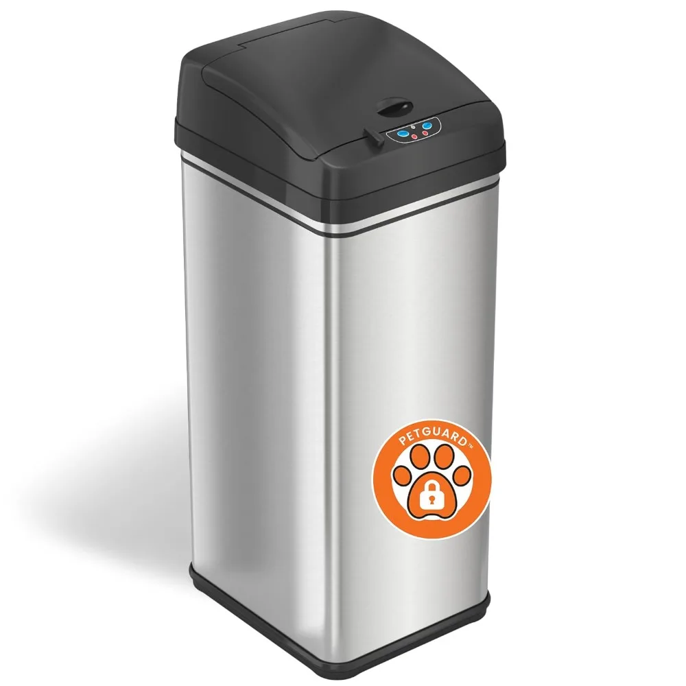 

13 Gallon Dog Proof Trash Can with Odor Filter, Motion Sensor Stainless Steel Kitchen Trashcan Garbage Bin