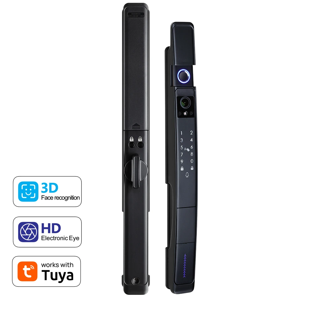 Smart Slim All Automatic Waterproof 3D Face Recognition Video Intercom Aluminum Door Lock