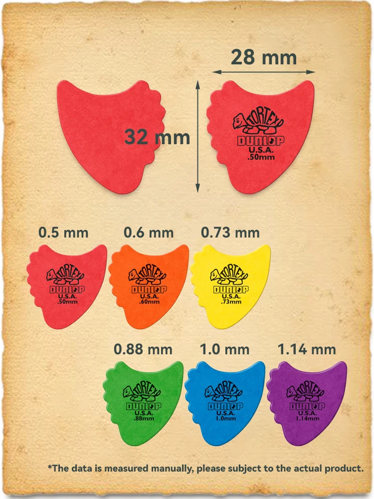 Description Picture 2 of itemDunlop Guitar Pick 414R TORTEX Fin Pick 0.5/0.6/0.73/0.88/1.0/1.14 mm Original USA Guitar Accessories