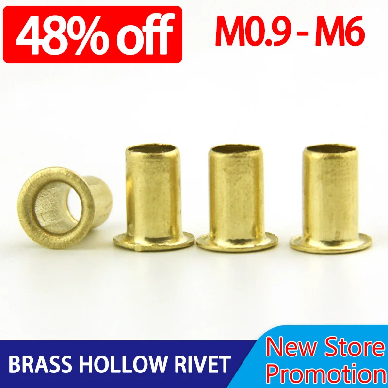 Brass Copper Hollow Rivet GB876 M0.9 M1.3 M1.5 M1.7 M2 M2.5 M3 M4 M5 M6 Circuit Board PCB Nails Through-Hole Tubular Rivet Nuts
