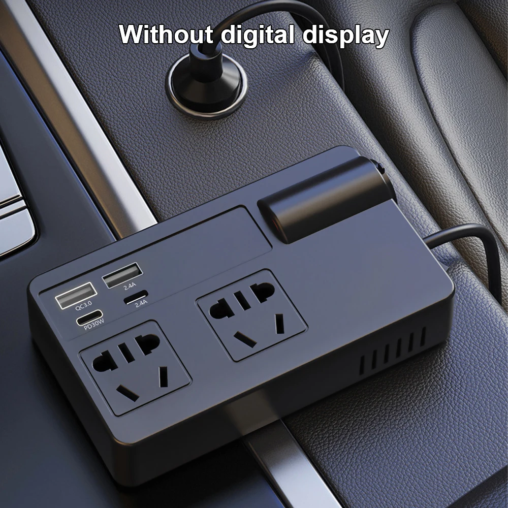 자동차 인버터 200W DC 12V/24V AC 220V 변환기 QC 3.0 전원 어댑터 USB/PD/Type-C 충전기 전압 감지 ON/OFF 스위치