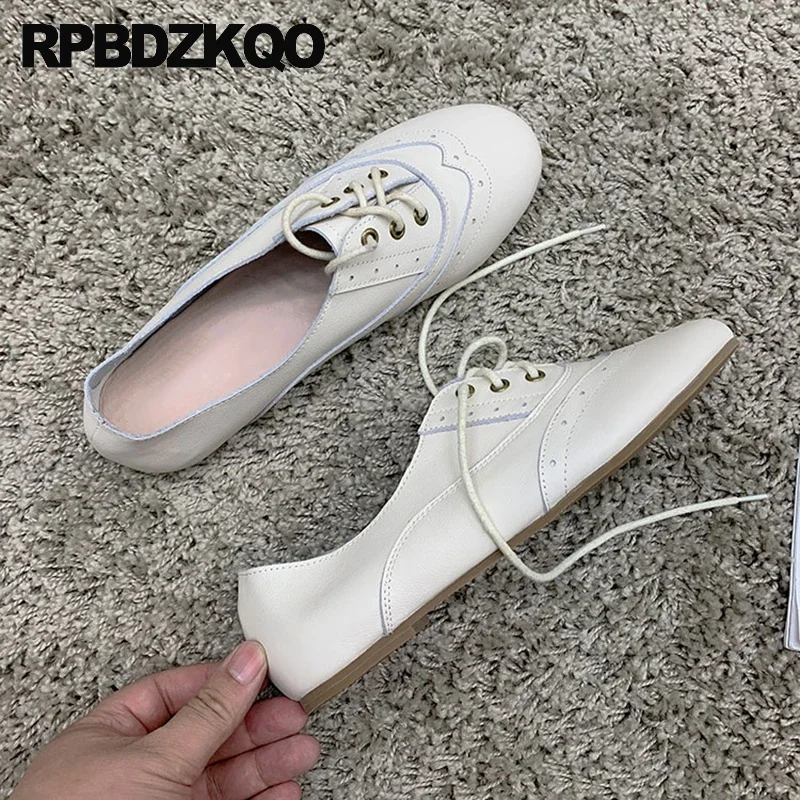 

Large Size Handmade 43 Lace Up Mori Full Grain Leather Brogue Oxfords Comfortable Women Wingtip Custom Shoes Flats 34 Round Toe