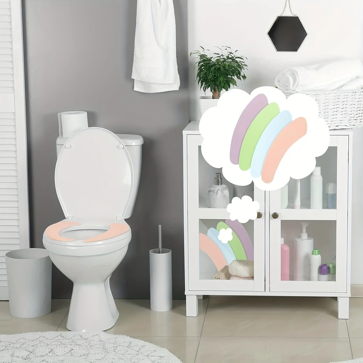 Bathroom Warmer Toilet Seat Cover Pads Washable and Reusable Toilet Seat Cushion Pad Toilet Seat Warmer Cover for Kids & Adults 6