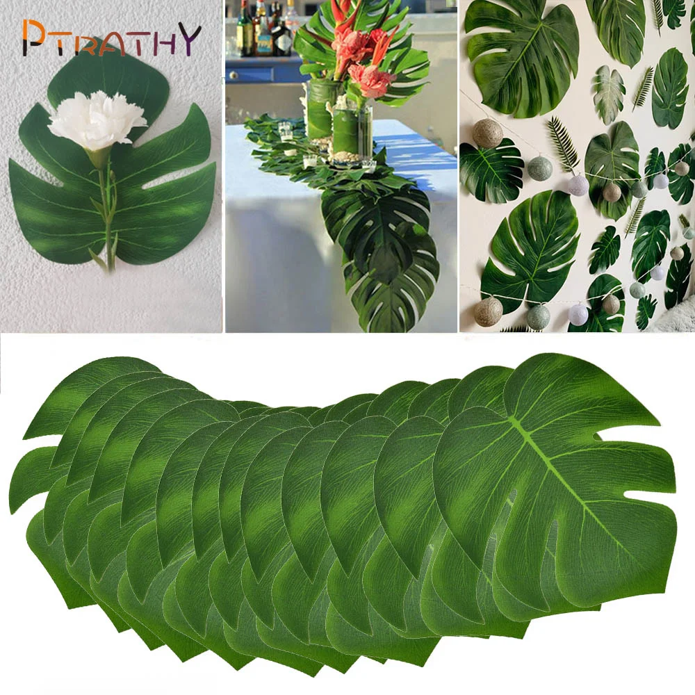 

12 Pcs Artificial Tropical Palm Leaves For Hawaiian Luau Theme Home Garden Party Decorations Jungle Beach Theme Table Decors