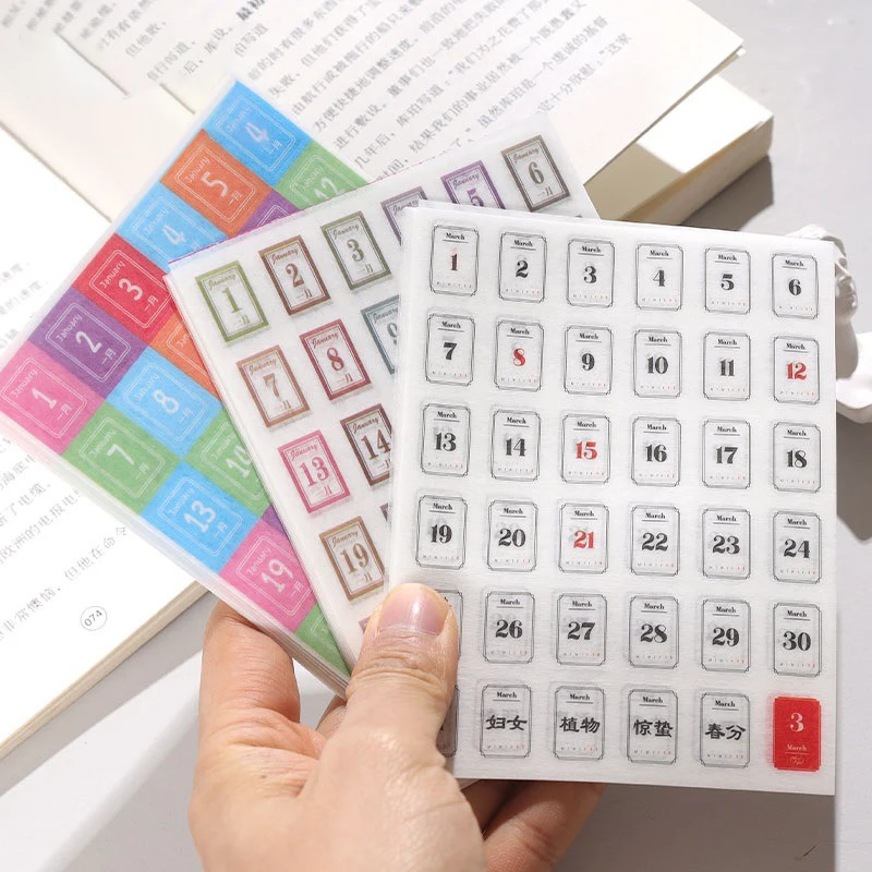 

365 Days Sticker Payment Stick Account Notebook Sticker Full Year Calendar Sticker Index Tab Reminder Sticker Student Stationery