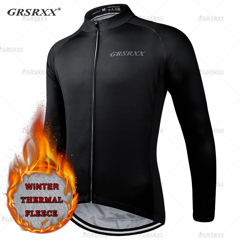 

GRSRXX Pro Winter Cycling Jerseys Men Breathable MTB Bicycle Clothing Winter Thermal Fleece Bike Clothes Road Bike Racing Wear